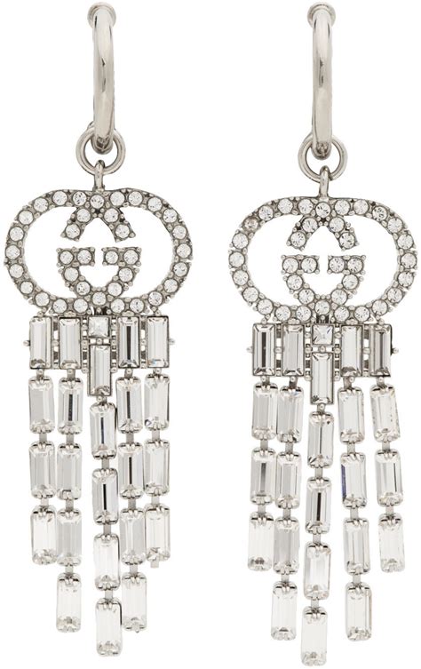 gucci marina silver earrings|gucci interlocking earrings silver.